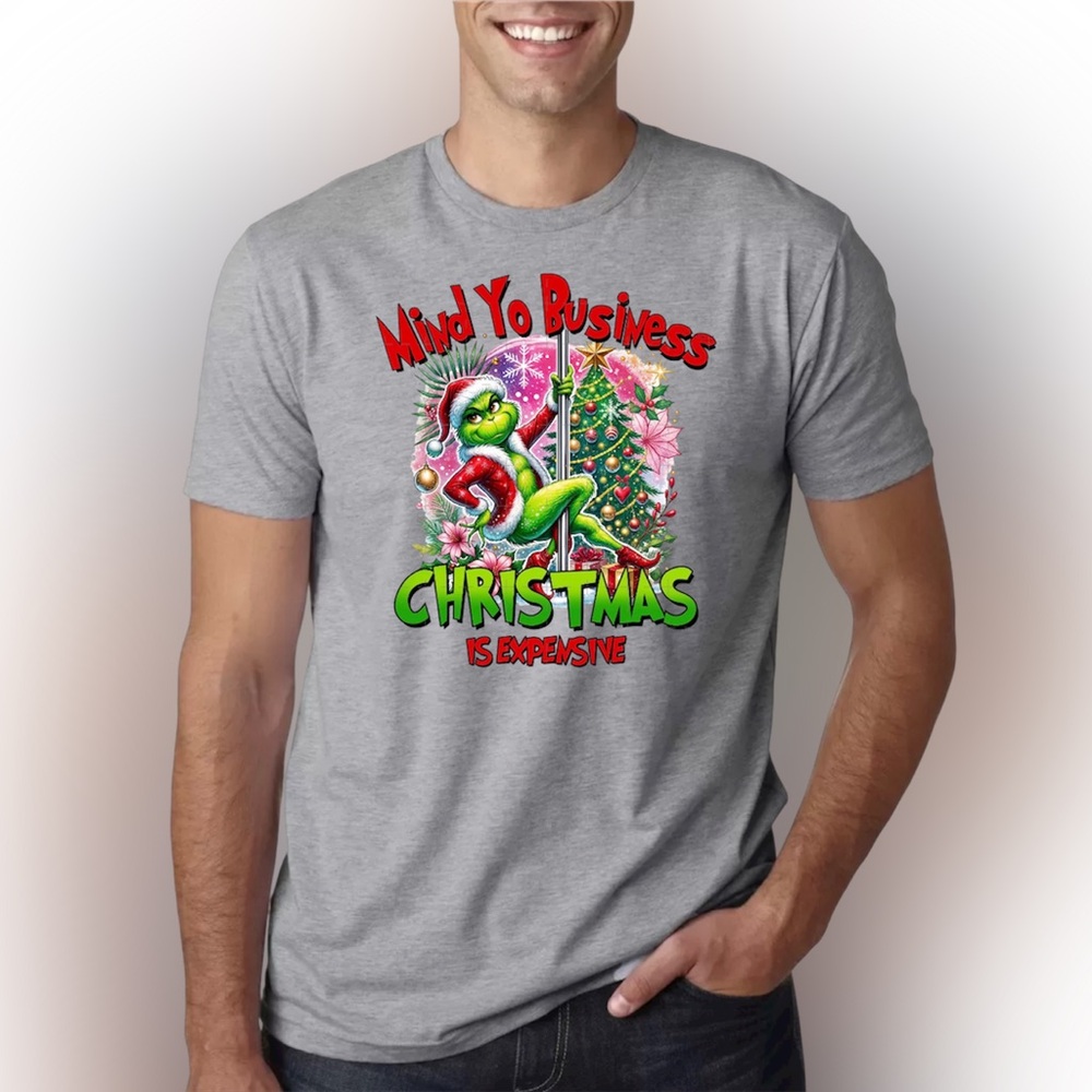 Funny Christmas T-Shirt Mind Yo Business Xmas Graphic Tee Holiday Humor Shirt